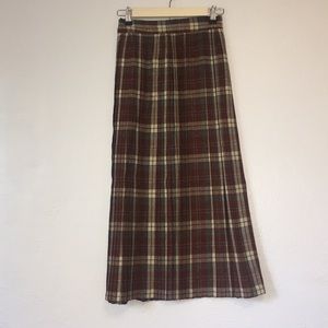 Vintage Home Sewn Pleated Brown Plaid Skirt